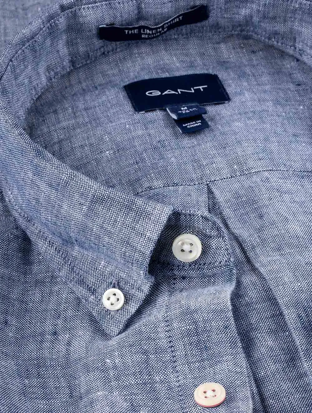 Regular Linen Shirt Button-down Persian Blue