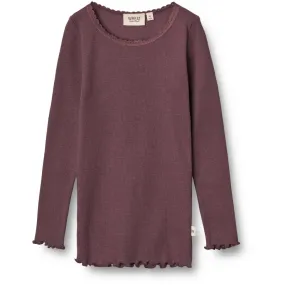 Rib T-Shirt Lace LS - soft eggplant