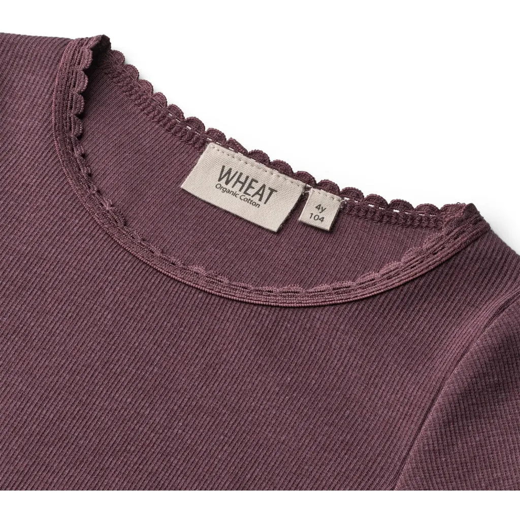 Rib T-Shirt Lace LS - soft eggplant