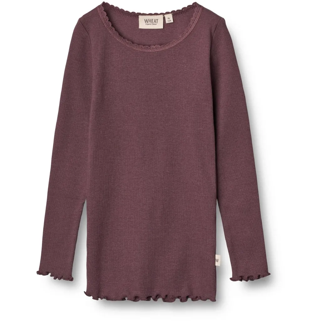 Rib T-Shirt Lace LS - soft eggplant