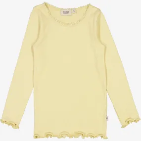 Rib T-Shirt Lace LS - yellow dream