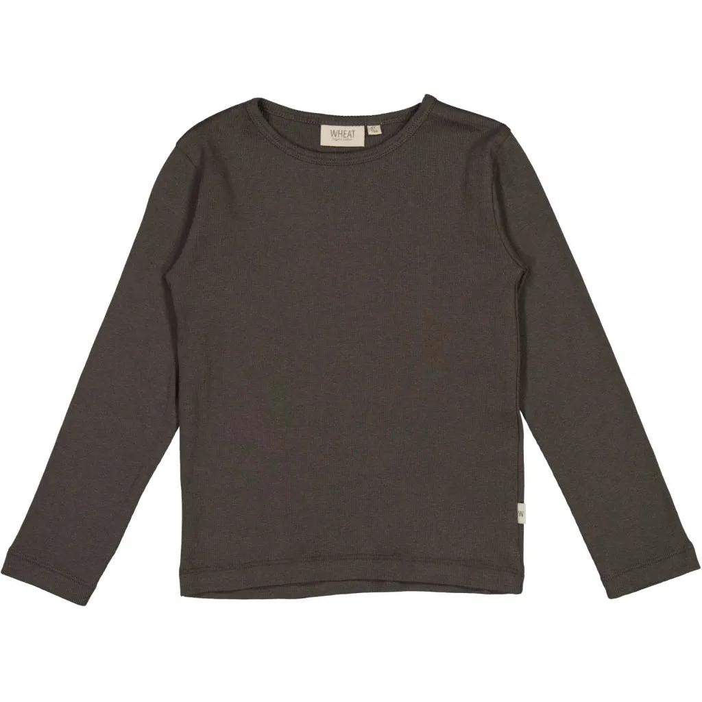 Rib T-Shirt LS - black granite