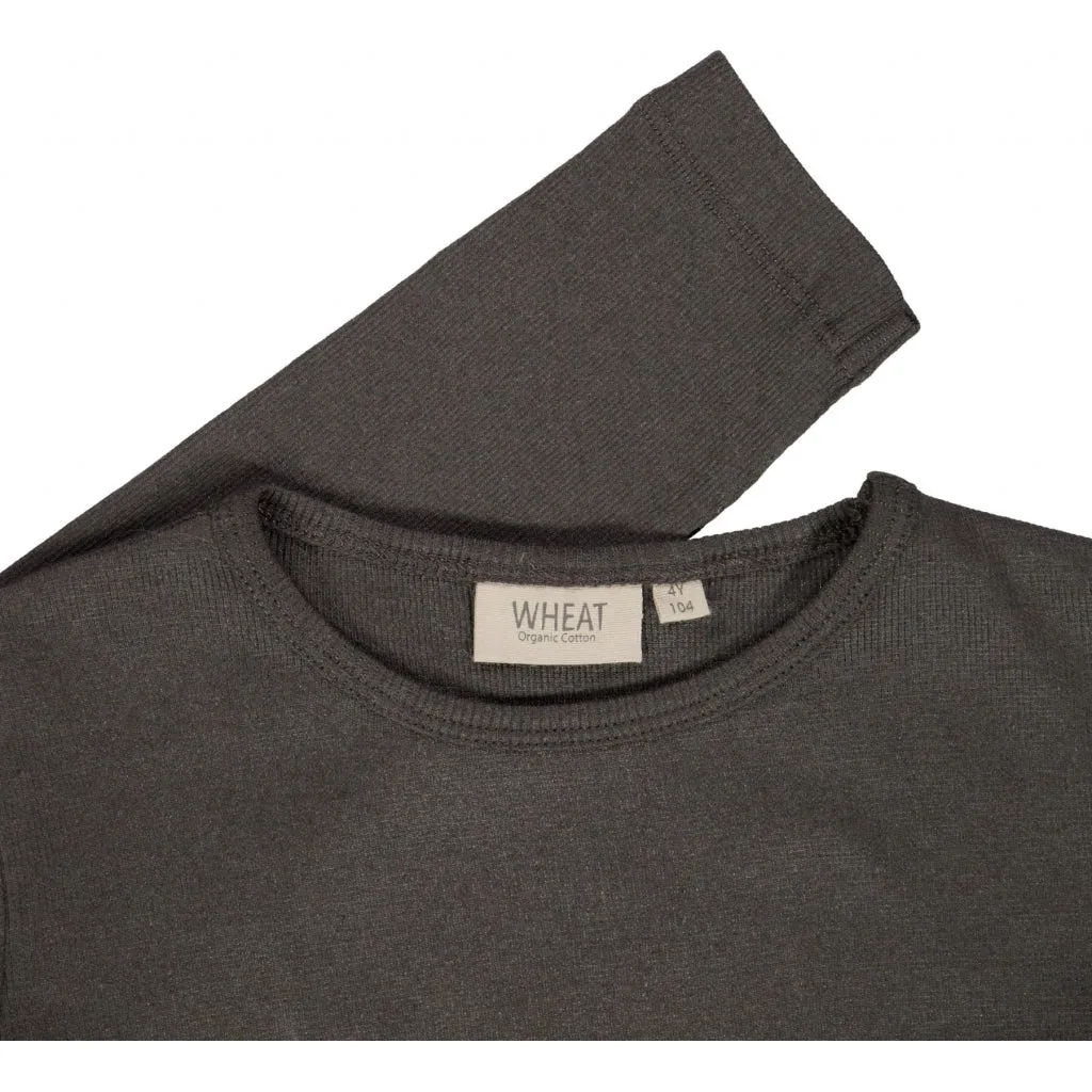 Rib T-Shirt LS - black granite