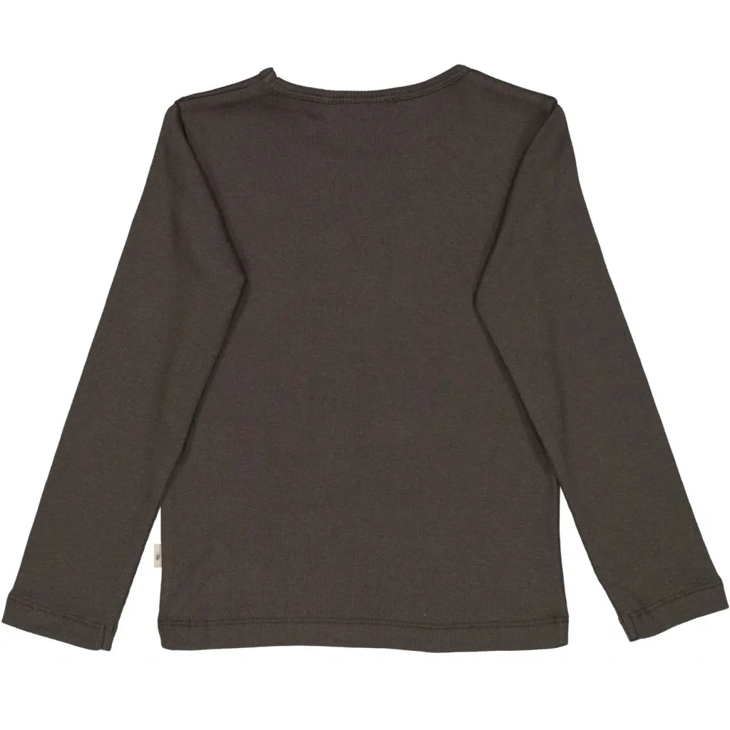 Rib T-Shirt LS - black granite