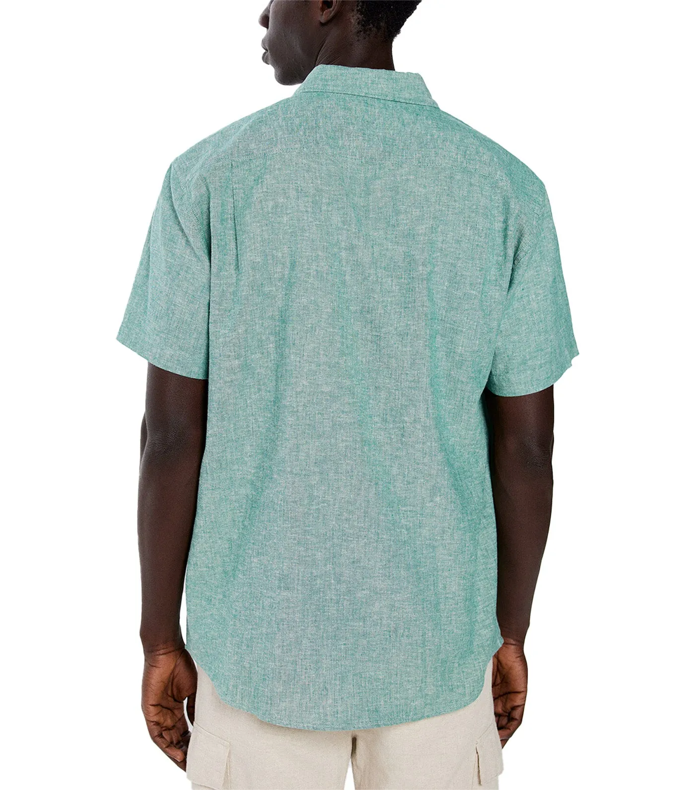 Short-Sleeved Linen Shirt Green