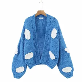 'Sky' Chunky Knit Cropped Cardigan