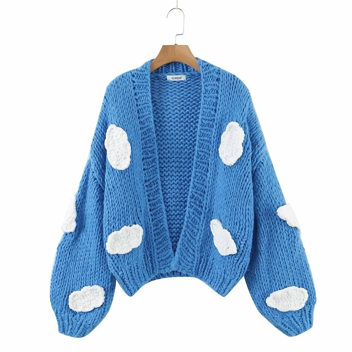 'Sky' Chunky Knit Cropped Cardigan