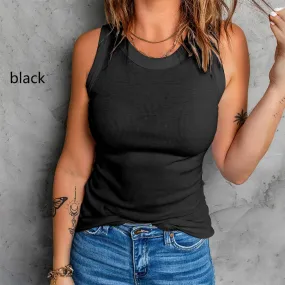 Sleeveless Basic Cami Tank Tops - Black