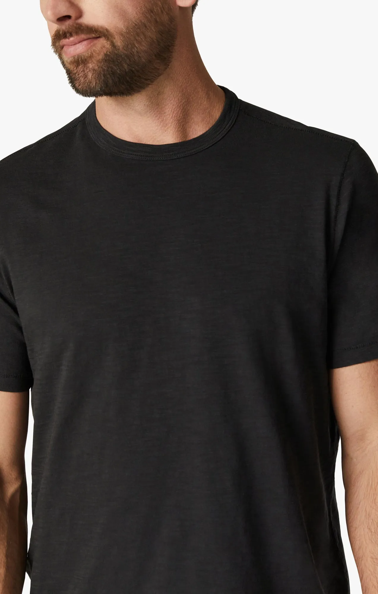 Slub Crew Neck T-Shirt in Black