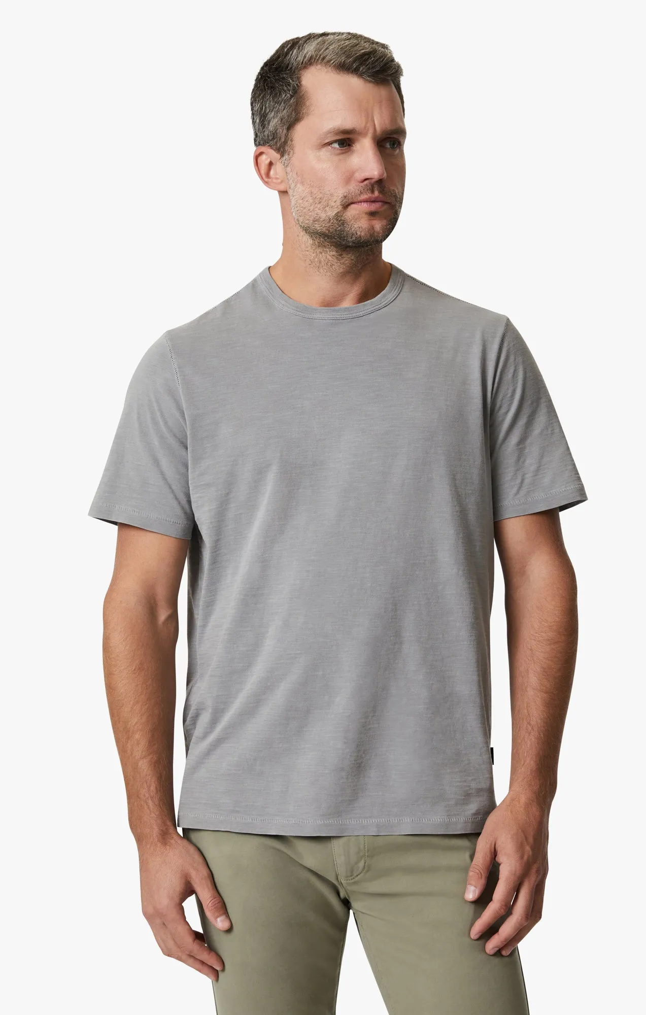 Slub Crew Neck T-Shirt In Grey