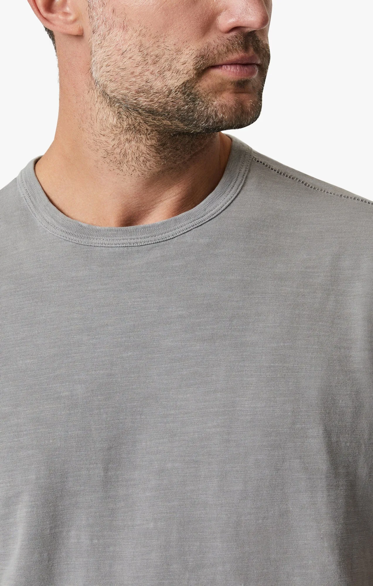 Slub Crew Neck T-Shirt In Grey