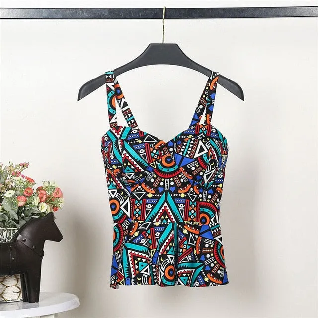 VenusFox Floral Women Tank Top Short Vest Bustier Ruffles Bralette Bra Crop Top