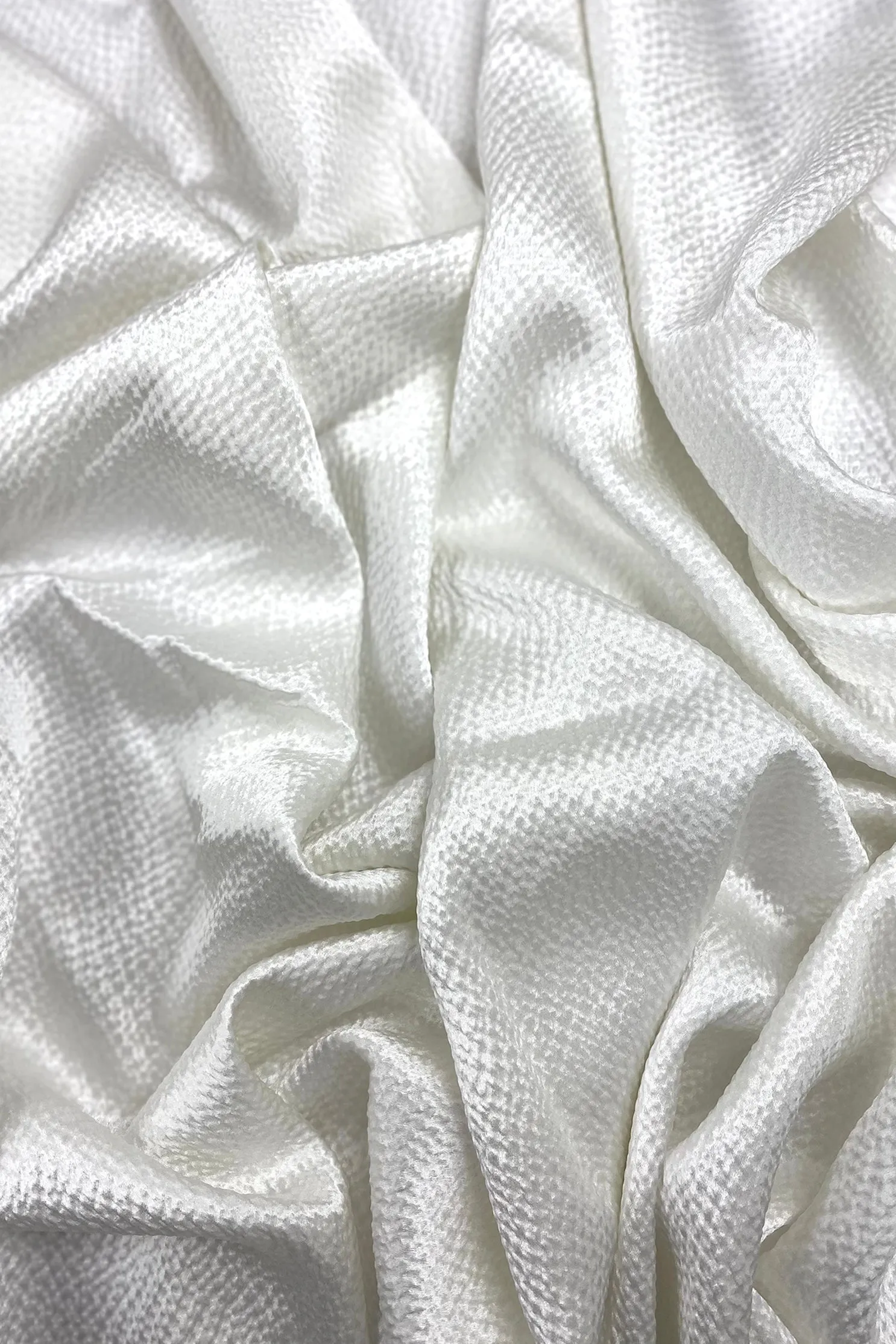 White Hammered Silk Satin