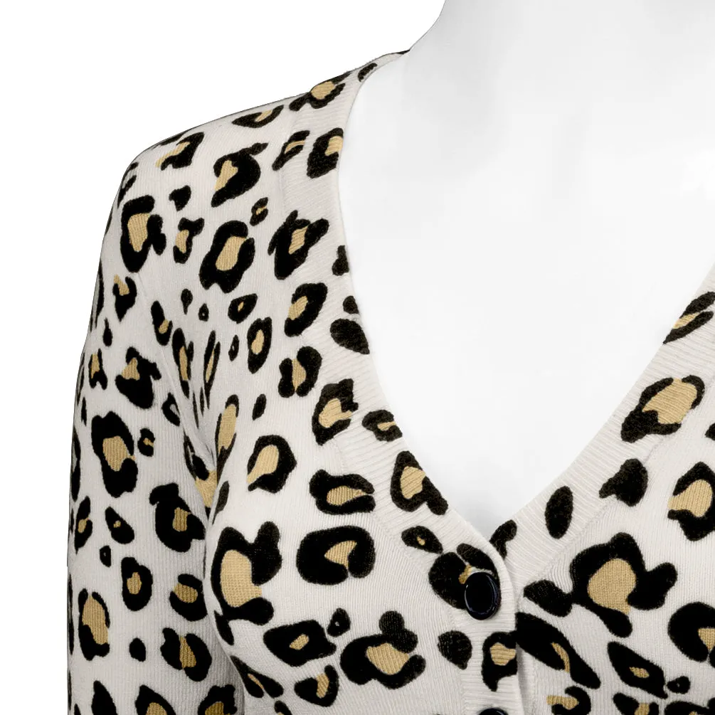 Women's Cropped 3/4 Sleeve Bolero Leopard Print Cardigan Sweater CO129LEO (S-XL)