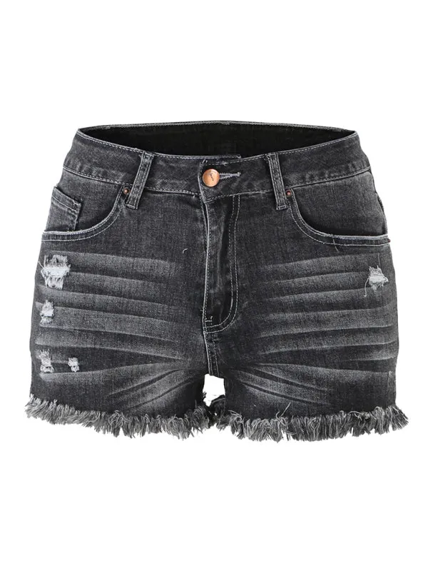 Women's Frayed Hem Denim Shorts