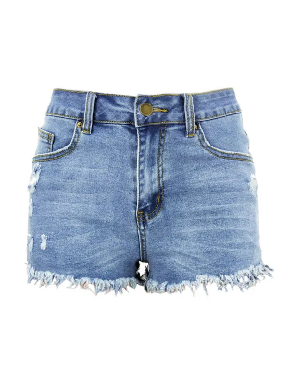 Women's Frayed Hem Denim Shorts