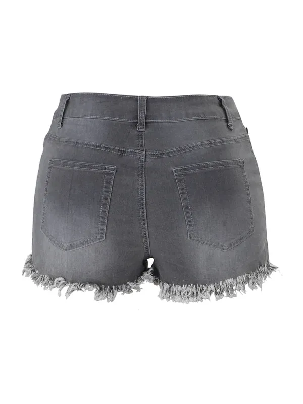 Women's Frayed Hem Denim Shorts