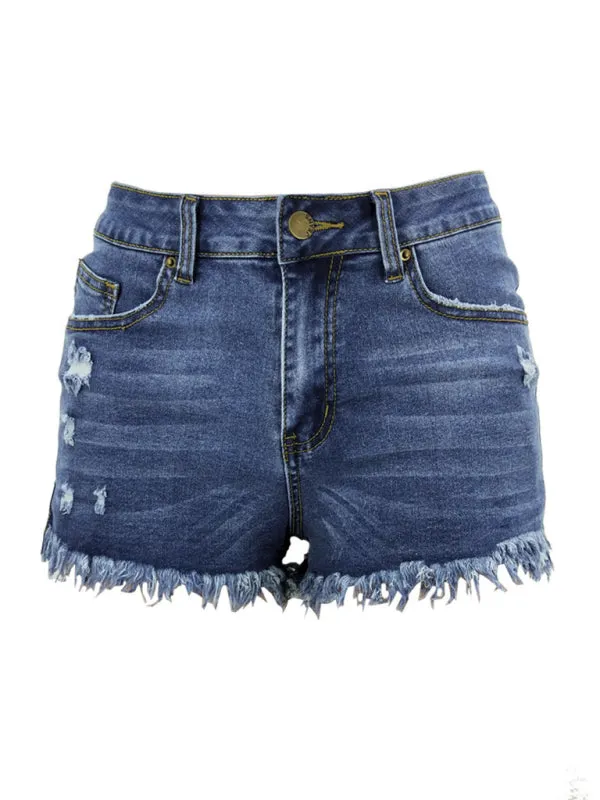 Women's Frayed Hem Denim Shorts