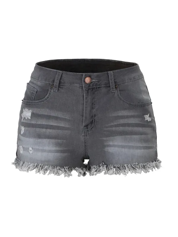 Women's Frayed Hem Denim Shorts